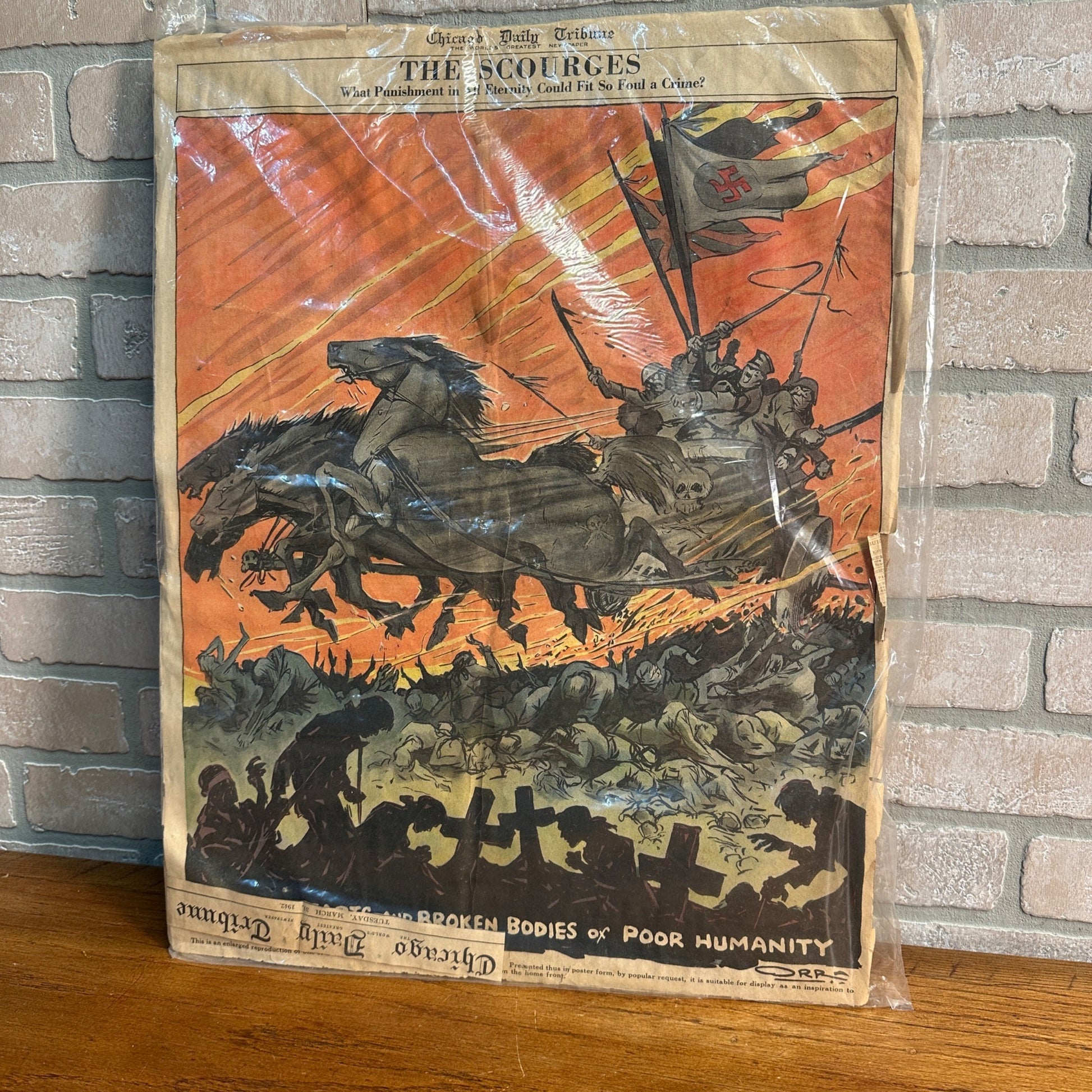 1942 Chicago Daily Tribune " The Scourages" Military WW2 Poster Carey Orr
