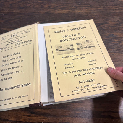 1966 FOND DU LAC COUNTY CITY DIRECTORY WISCONSIN BUSINESS DIRECTORY ADVERTISING