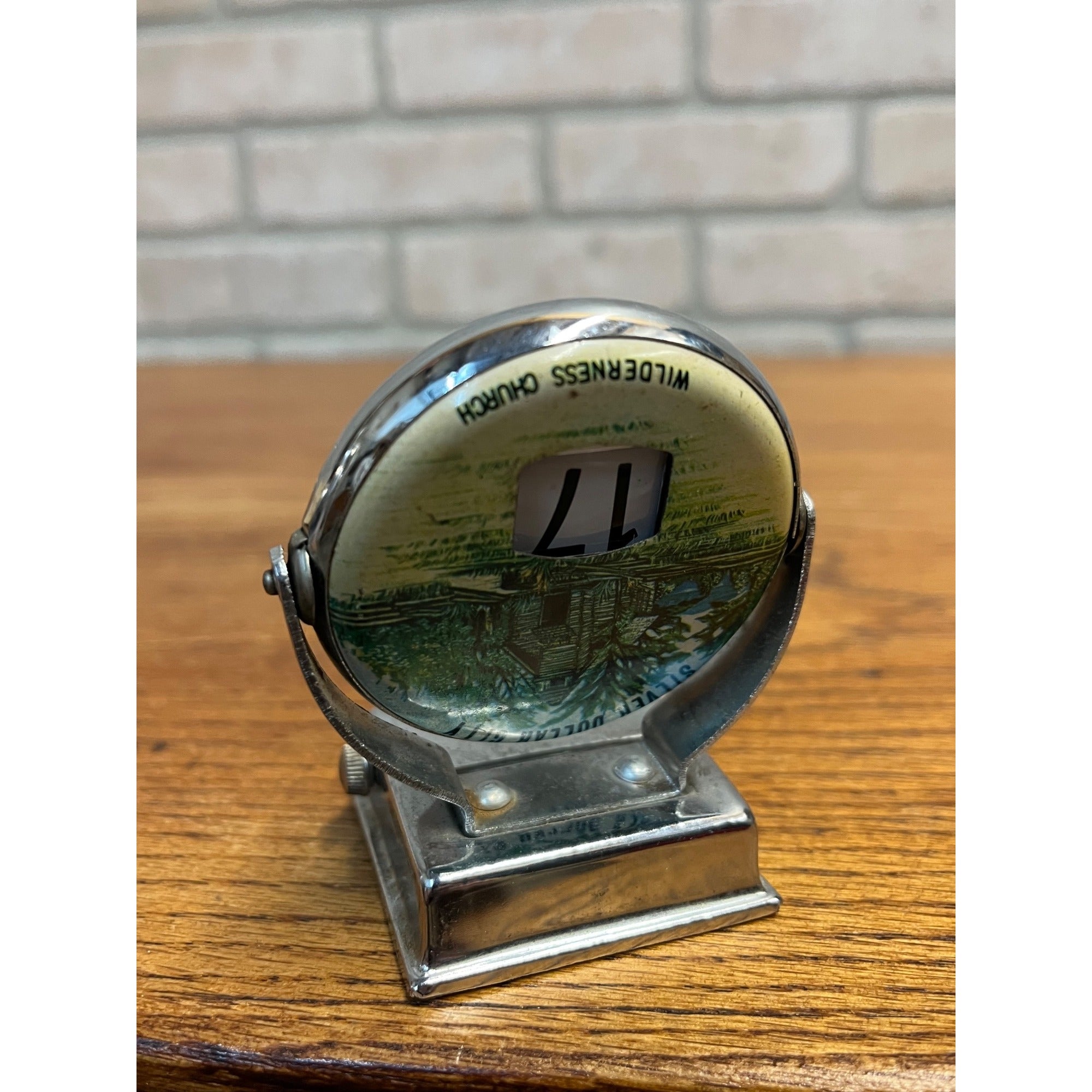 Vintage Perpetual Flip Mechanical Desktop Calendar Metal Silver Dollar City