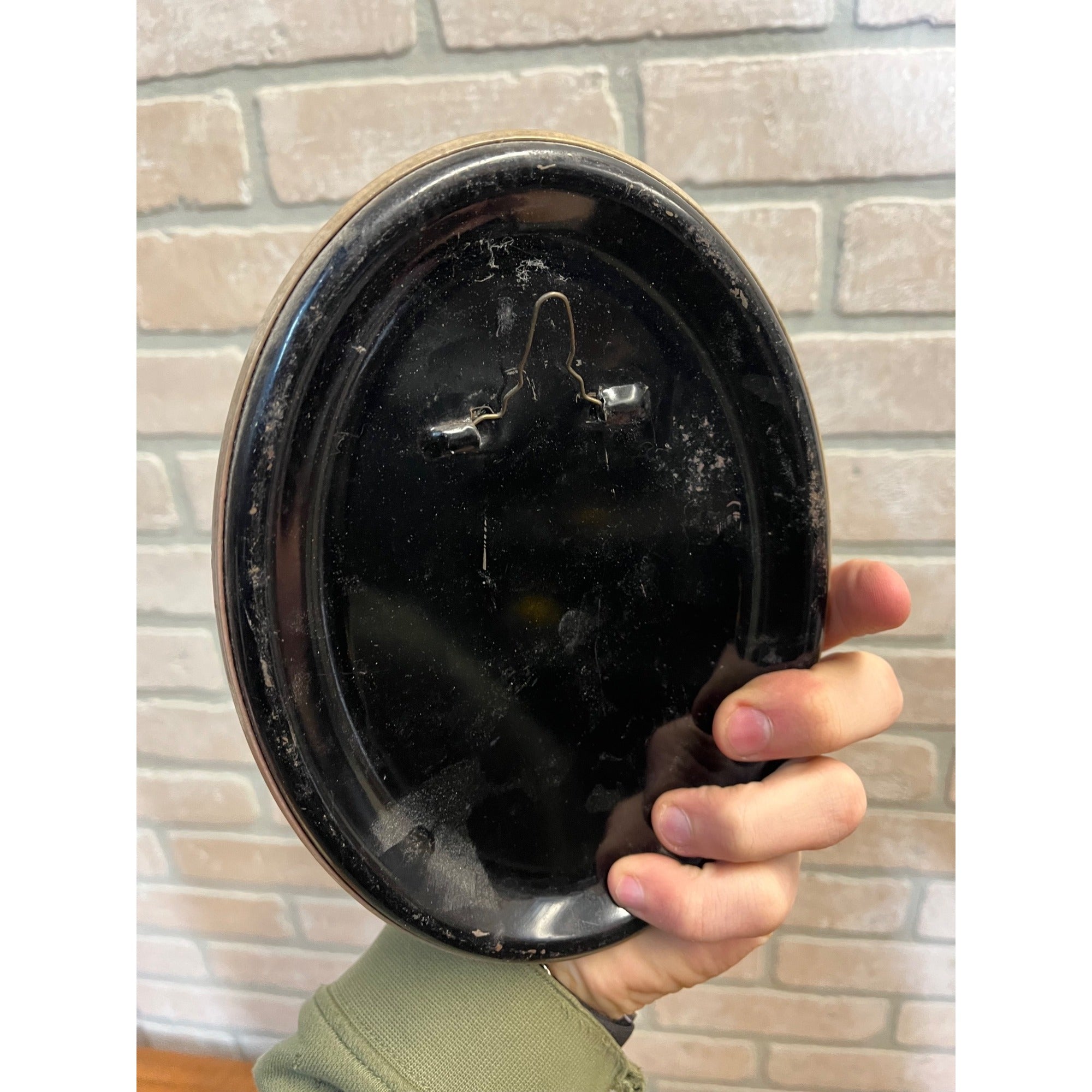 Antique Victorian Portrait Celluloid Button Photo Lady Floral Colors Funeral?