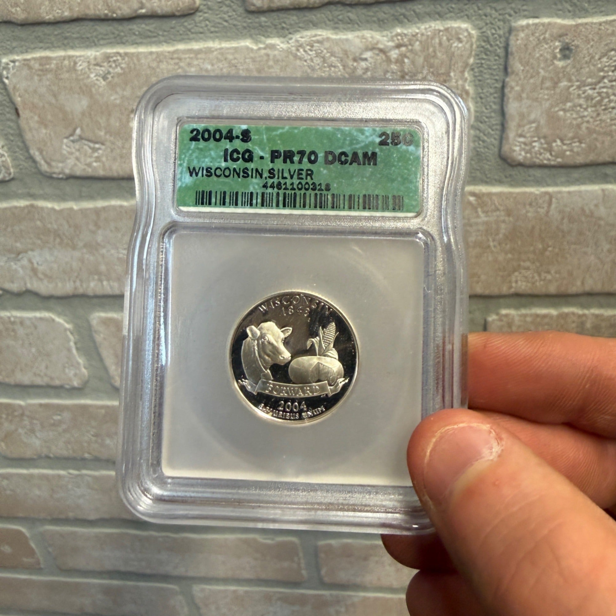 Certified ICG PR70 DCAM Silver Proof Quarter State  - Wisconsin 2004 S