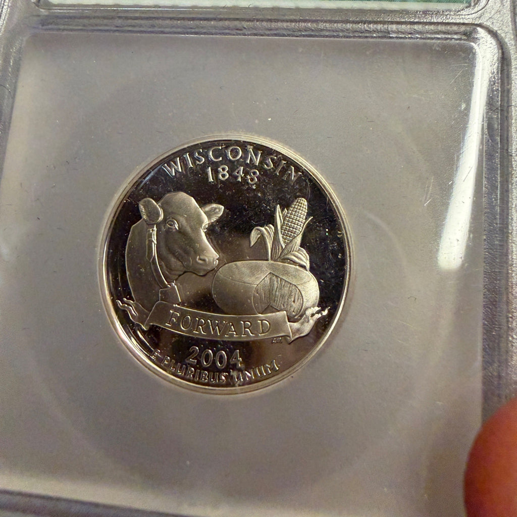 Certified ICG PR70 DCAM Silver Proof Quarter State  - Wisconsin 2004 S