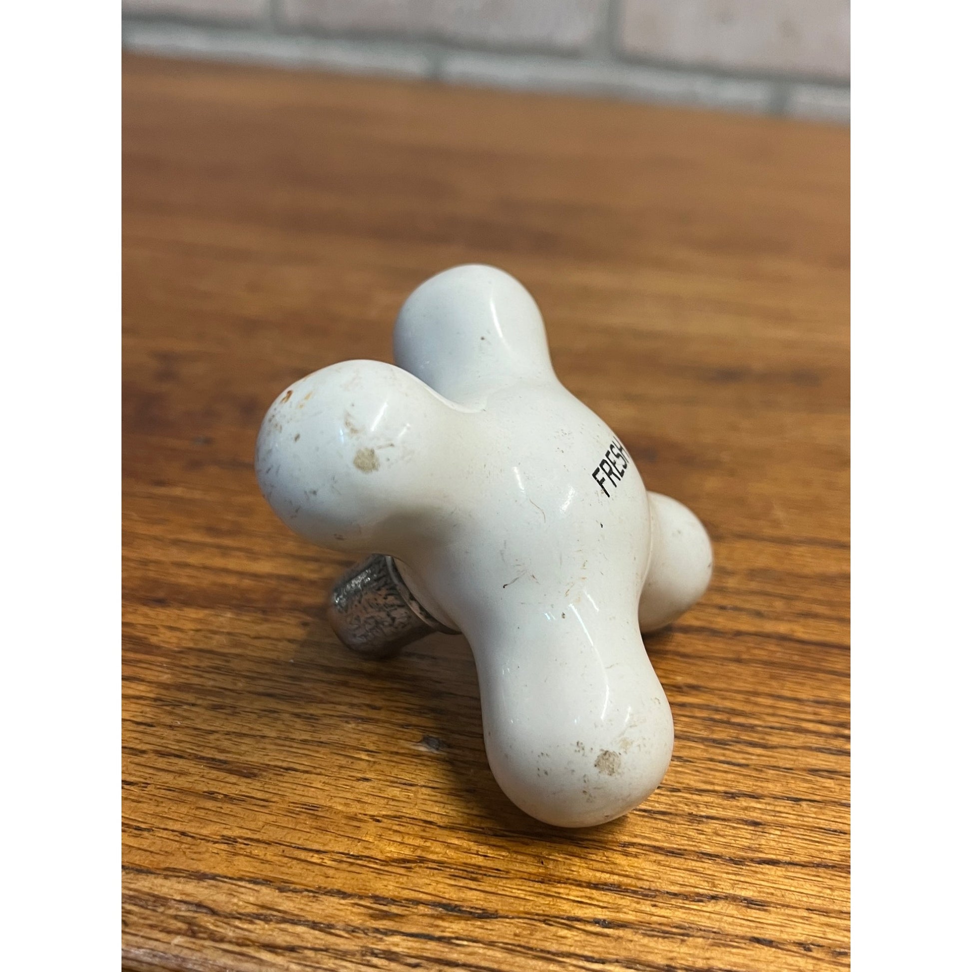Vintage White Porcelain Faucet Cross Handle Knob Only - FRESH - 3"x3"