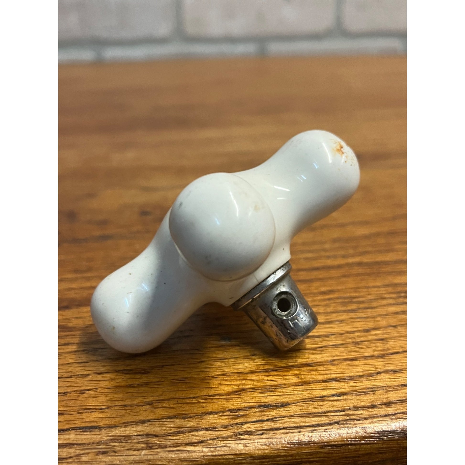 Vintage White Porcelain Faucet Cross Handle Knob Only - FRESH - 3"x3"