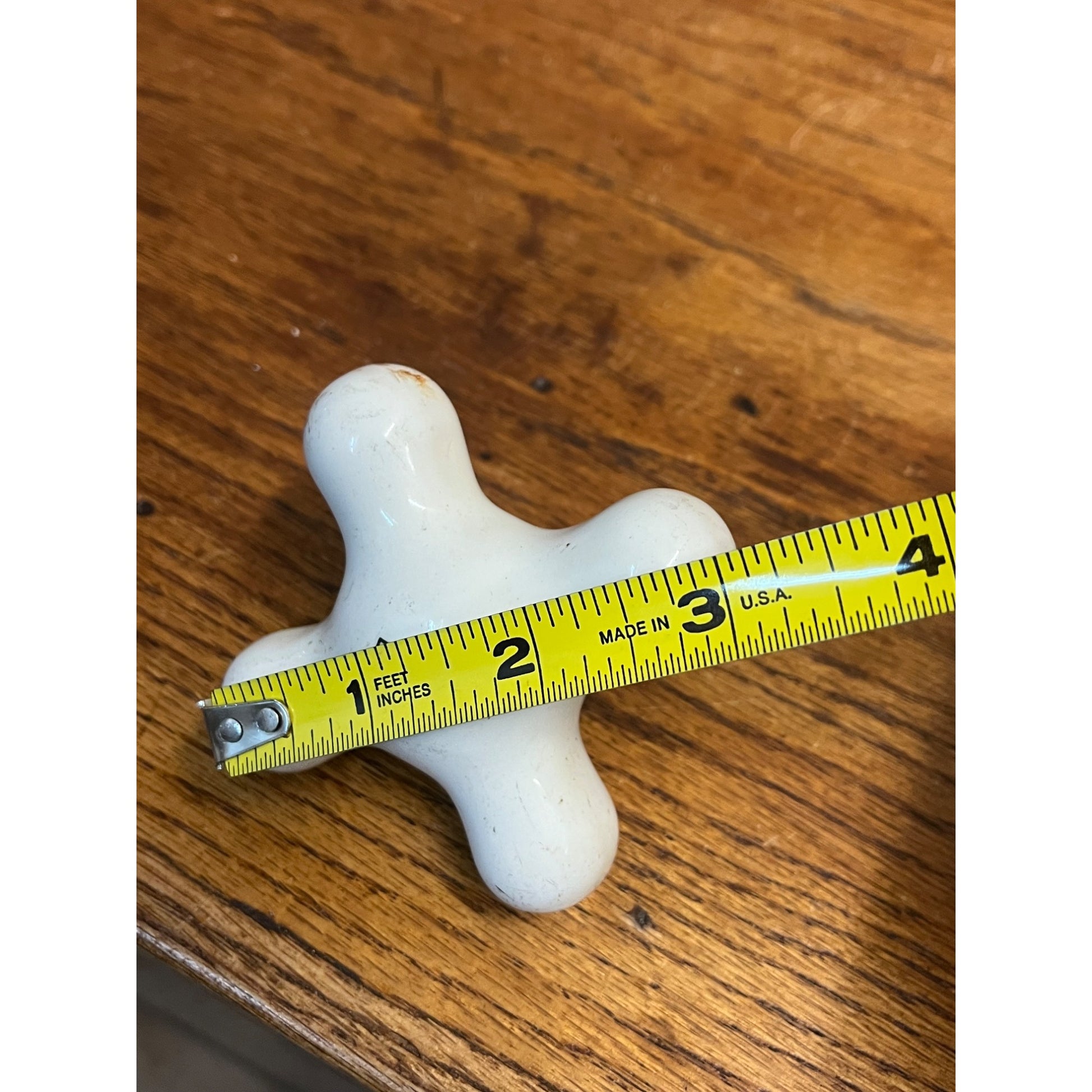 Vintage White Porcelain Faucet Cross Handle Knob Only - FRESH - 3"x3"