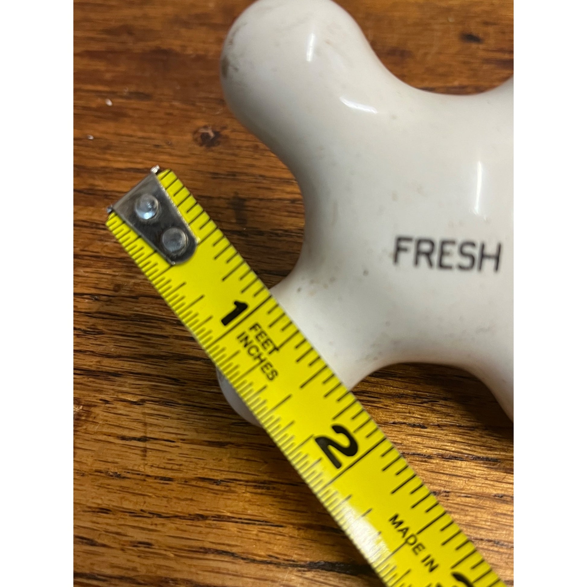 Vintage White Porcelain Faucet Cross Handle Knob Only - FRESH - 3"x3"