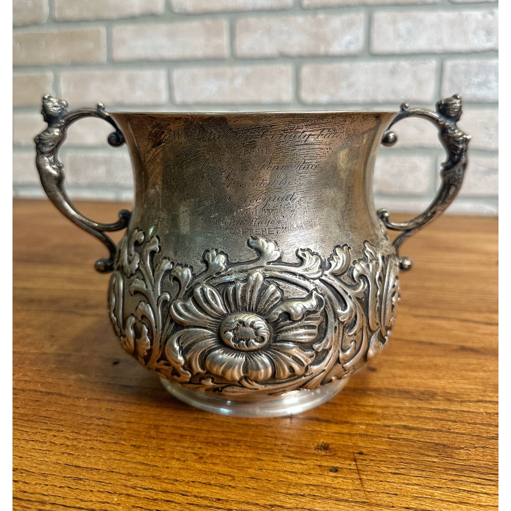 1891 Pony Race Sterling Silver Trophy Cup - 20 Troy Oz - 637 Grams