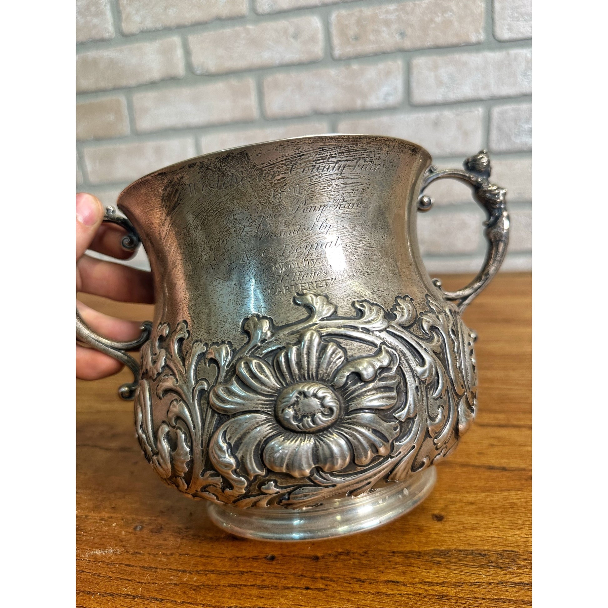 1891 Pony Race Sterling Silver Trophy Cup - 20 Troy Oz - 637 Grams