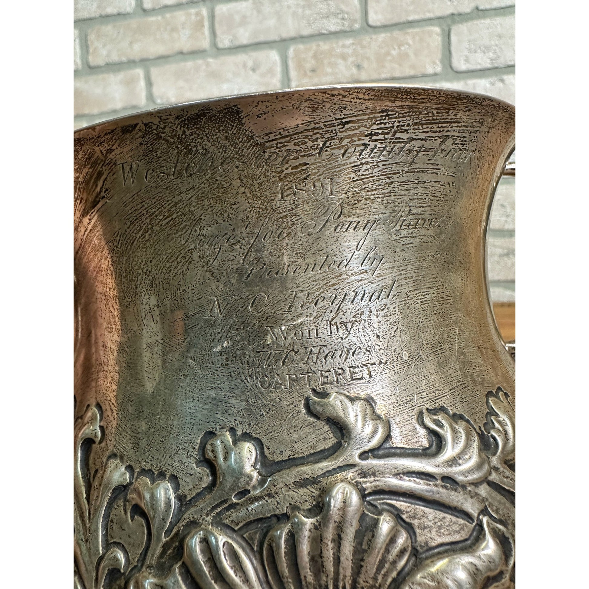 1891 Pony Race Sterling Silver Trophy Cup - 20 Troy Oz - 637 Grams