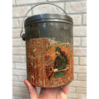Early 1900s Goodrich Milwaukee "Old Soldier" Tobacco Empty Tin Pail Bucket Paper Label