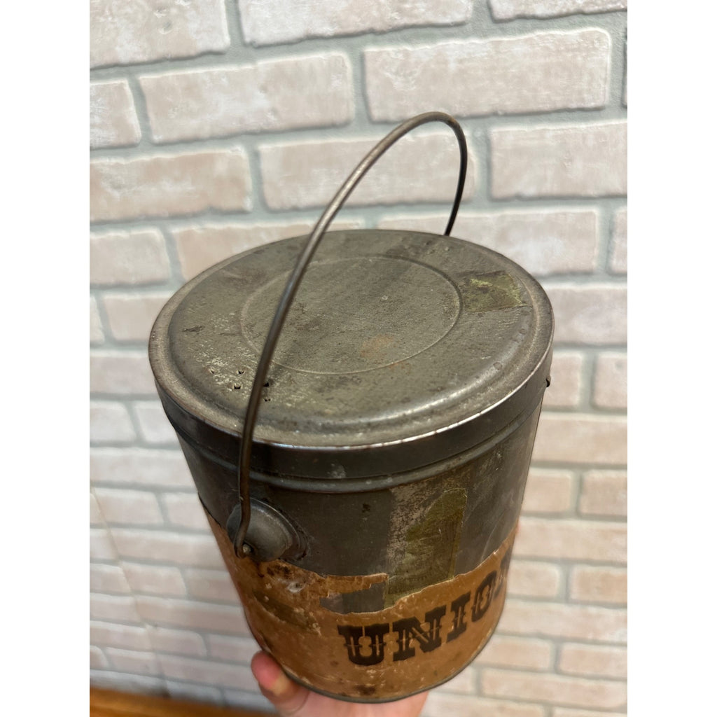 Early 1900s Goodrich Milwaukee "Old Soldier" Tobacco Empty Tin Pail Bucket Paper Label