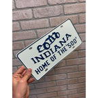 Vintage Indiana Home of the Indianapolis 500 Booster License Plate EMBOSS STEEL