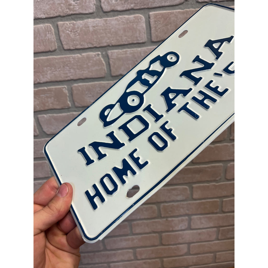 Vintage Indiana Home of the Indianapolis 500 Booster License Plate EMBOSS STEEL