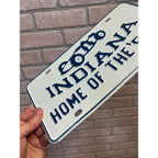 Vintage Indiana Home of the Indianapolis 500 Booster License Plate EMBOSS STEEL