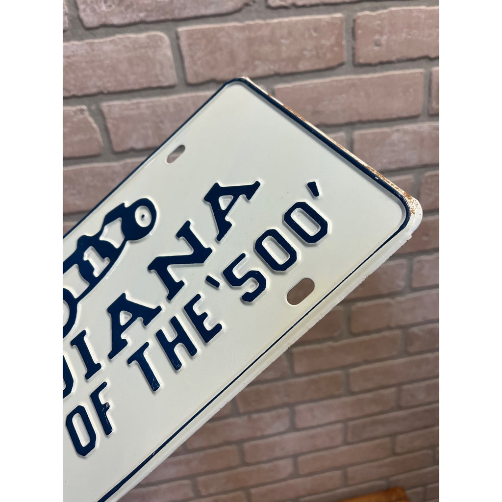 Vintage Indiana Home of the Indianapolis 500 Booster License Plate EMBOSS STEEL