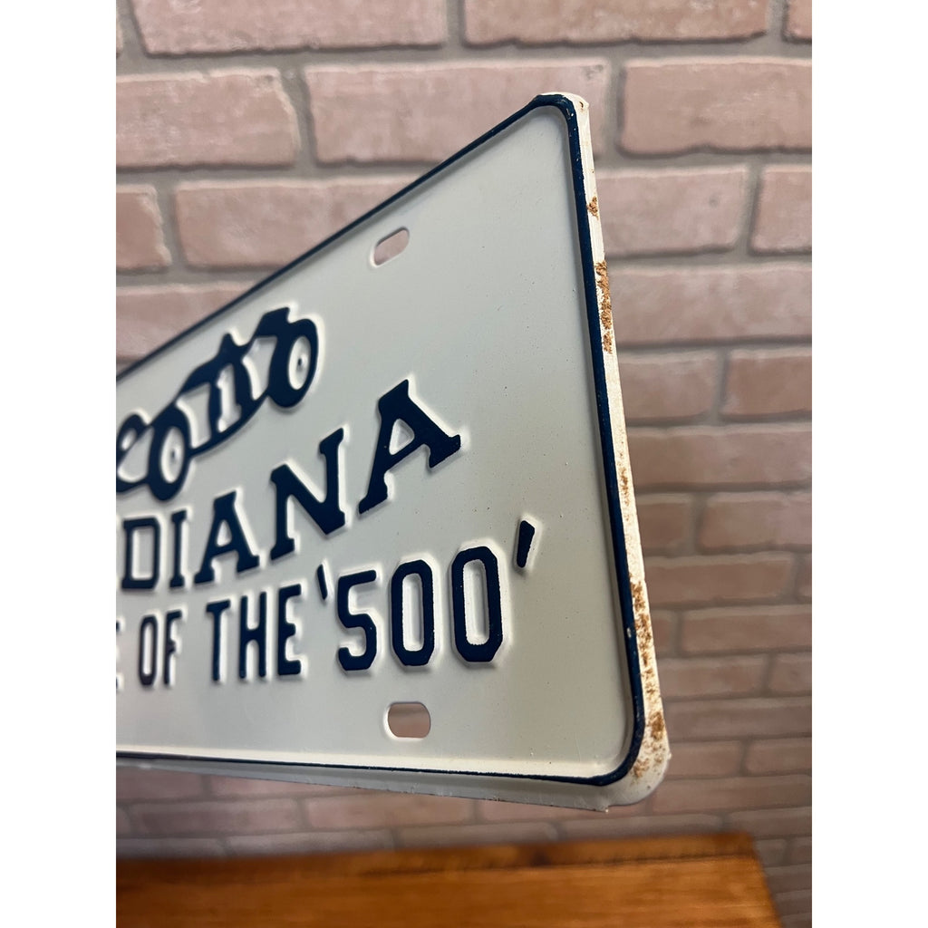 Vintage Indiana Home of the Indianapolis 500 Booster License Plate EMBOSS STEEL