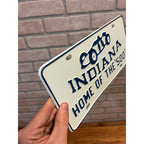 Vintage Indiana Home of the Indianapolis 500 Booster License Plate EMBOSS STEEL