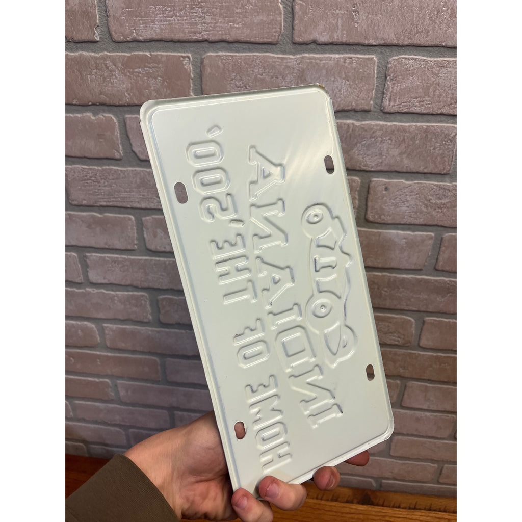 Vintage Indiana Home of the Indianapolis 500 Booster License Plate EMBOSS STEEL