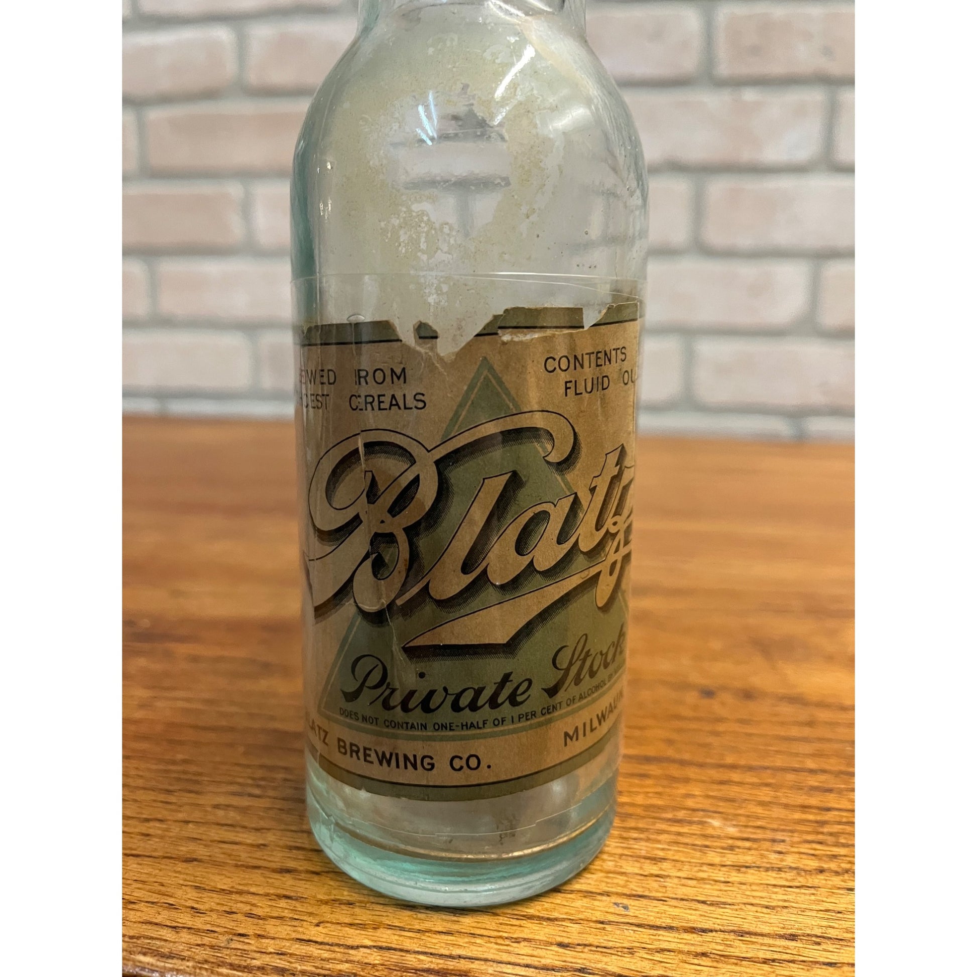 Vintage Blatz Private Stock Beer IRTP Paper Label Bottle Milwaukee, Wis 12oz