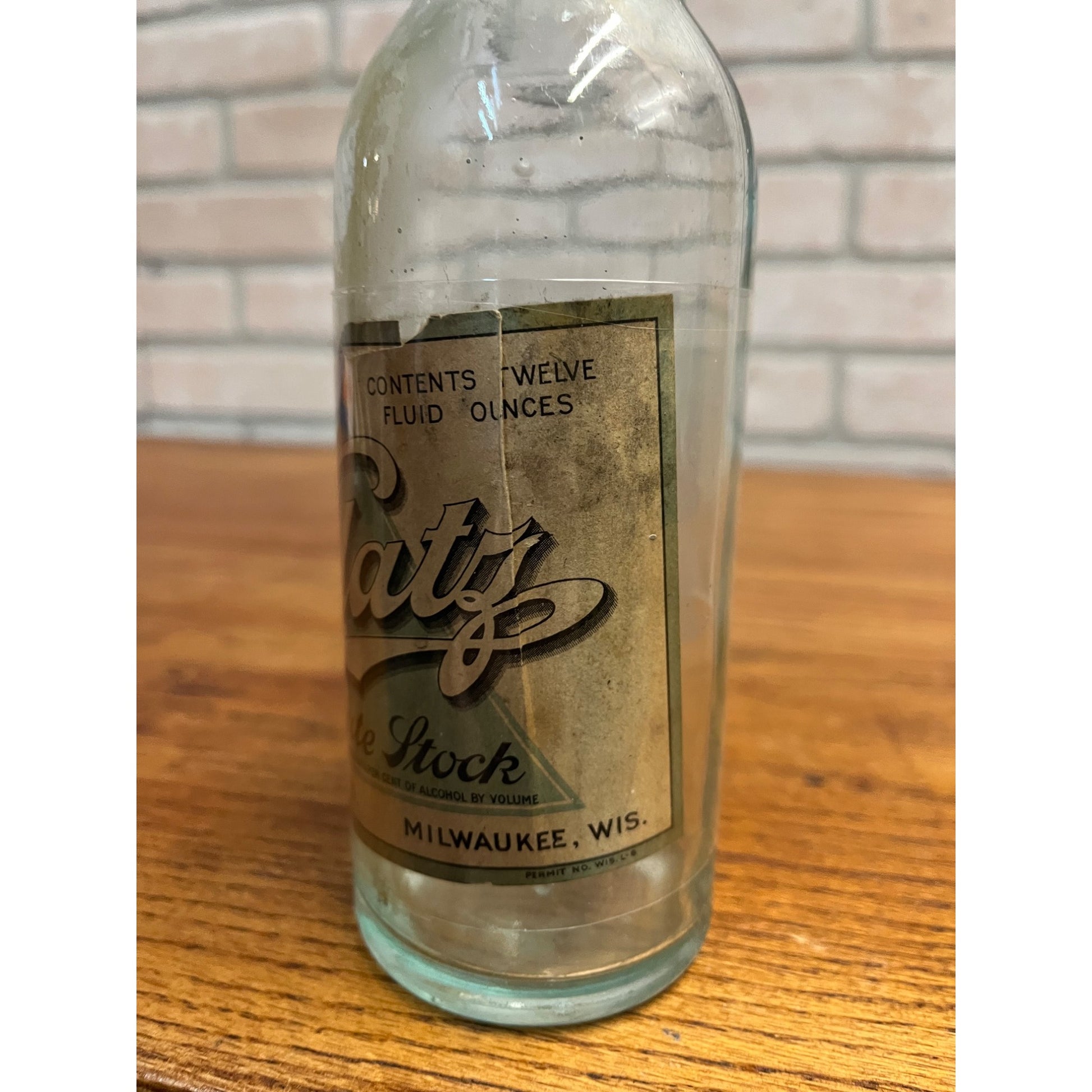 Vintage Blatz Private Stock Beer IRTP Paper Label Bottle Milwaukee, Wis 12oz
