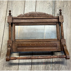 Antique Victorian Eastlake Walnut Mirror Towel Rack Washstand Hall Tree Shelf