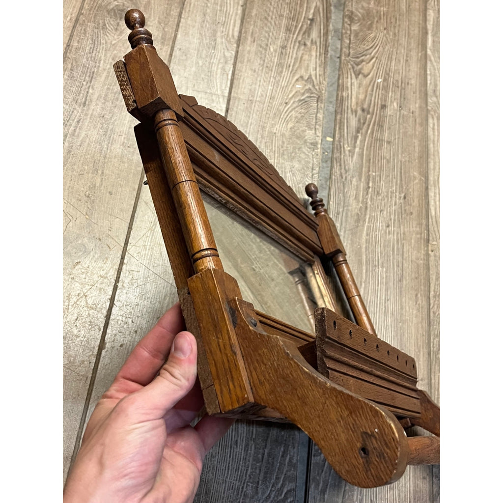 Antique Victorian Eastlake Walnut Mirror Towel Rack Washstand Hall Tree Shelf