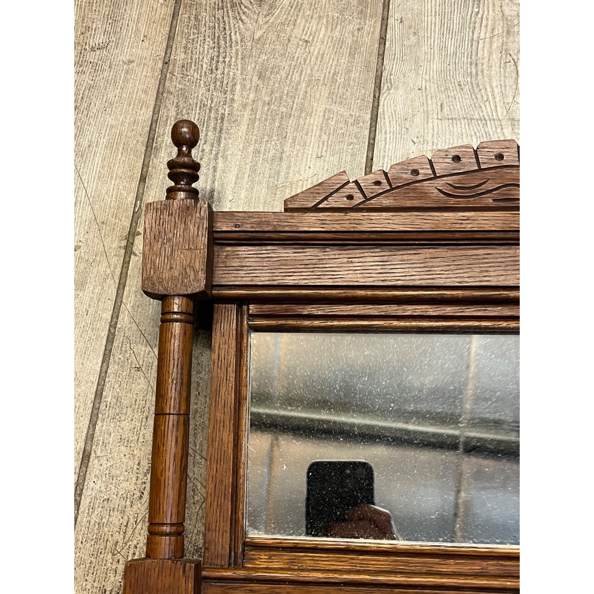 Antique Victorian Eastlake Walnut Mirror Towel Rack Washstand Hall Tree Shelf