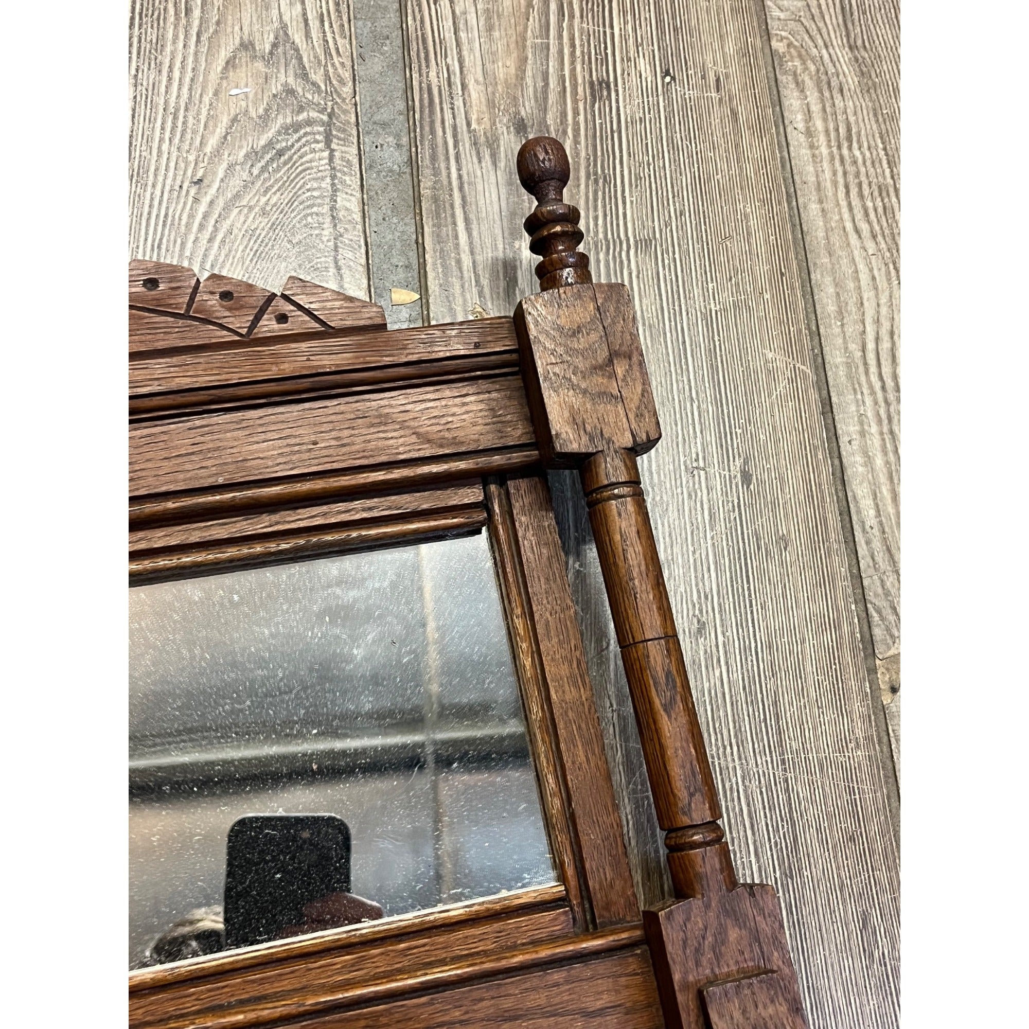 Antique Victorian Eastlake Walnut Mirror Towel Rack Washstand Hall Tree Shelf
