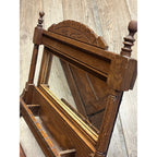 Antique Victorian Eastlake Walnut Mirror Towel Rack Washstand Hall Tree Shelf