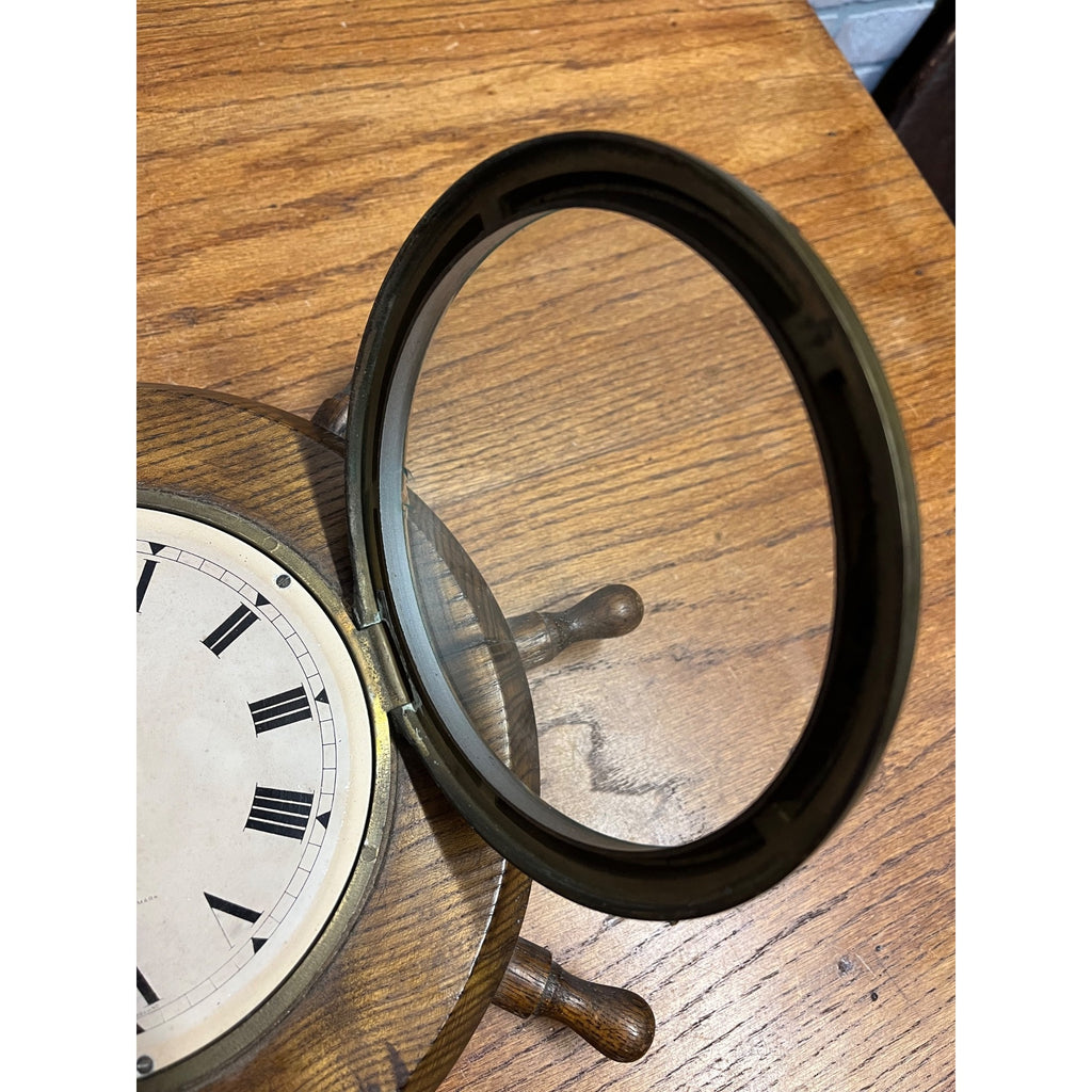 Vintage Sestrel Marine Ship Wheel Clock Nautical Wall Clock Grimsby Elliott Mvmt