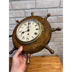 Vintage Sestrel Marine Ship Wheel Clock Nautical Wall Clock Grimsby Elliott Mvmt