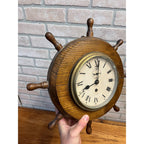 Vintage Sestrel Marine Ship Wheel Clock Nautical Wall Clock Grimsby Elliott Mvmt