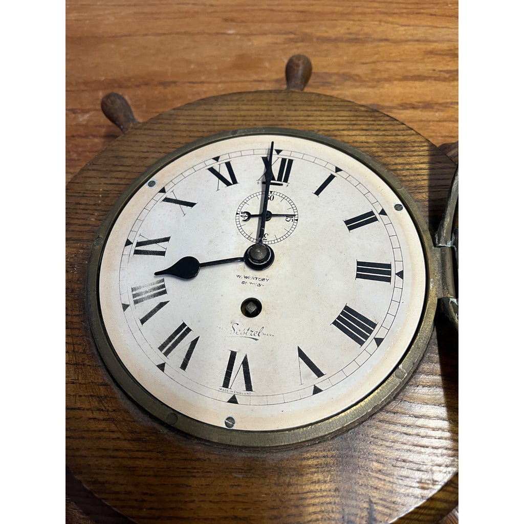 Vintage Sestrel Marine Ship Wheel Clock Nautical Wall Clock Grimsby Elliott Mvmt