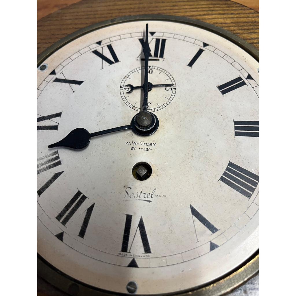 Vintage Sestrel Marine Ship Wheel Clock Nautical Wall Clock Grimsby Elliott Mvmt