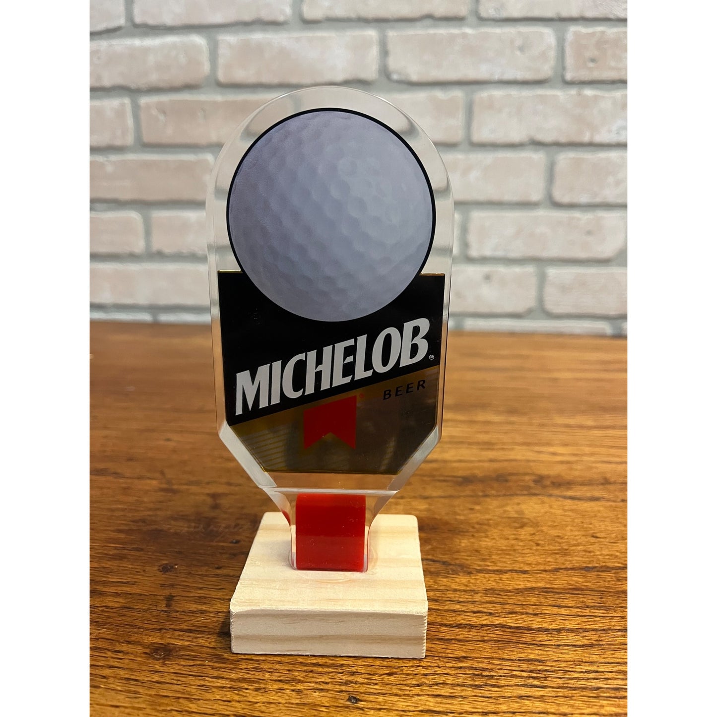 Vintage 1980s Michelob Beer Golf Ball Acrylic 6" Tap Handle