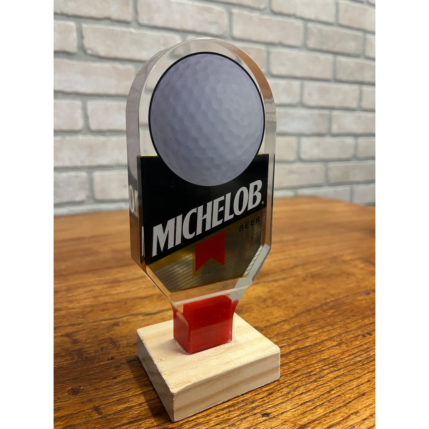 Vintage 1980s Michelob Beer Golf Ball Acrylic 6" Tap Handle