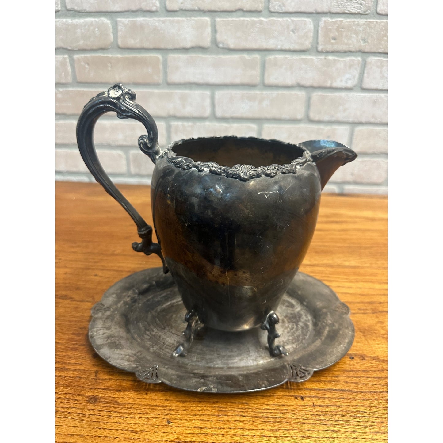 Vintage 1900s Sheridan Silver on Copper Plated Water Pitcher Jug + Tray