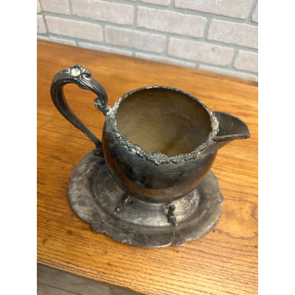 Vintage 1900s Sheridan Silver on Copper Plated Water Pitcher Jug + Tray