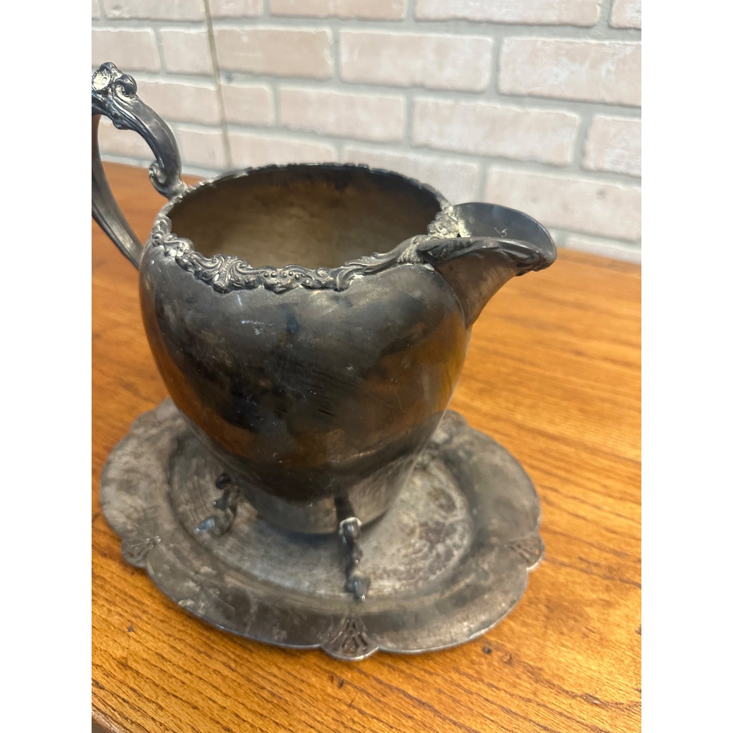 Vintage 1900s Sheridan Silver on Copper Plated Water Pitcher Jug + Tray