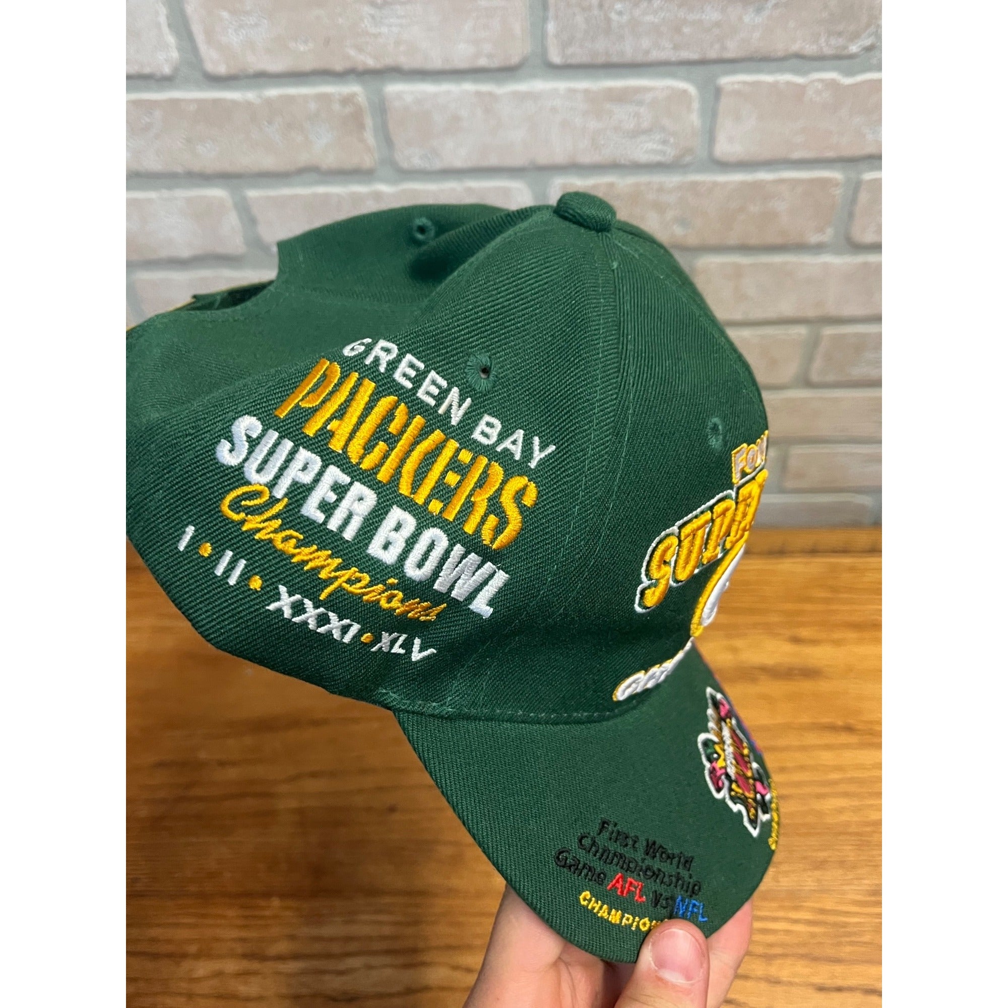 Green Bay Packers Four Time Super Bowl Champions Hat Cap Reebok - Like New