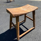 Antique Primitive Wooden Milking Stool Hand Hewn Farmhouse Rustic Folk Art
