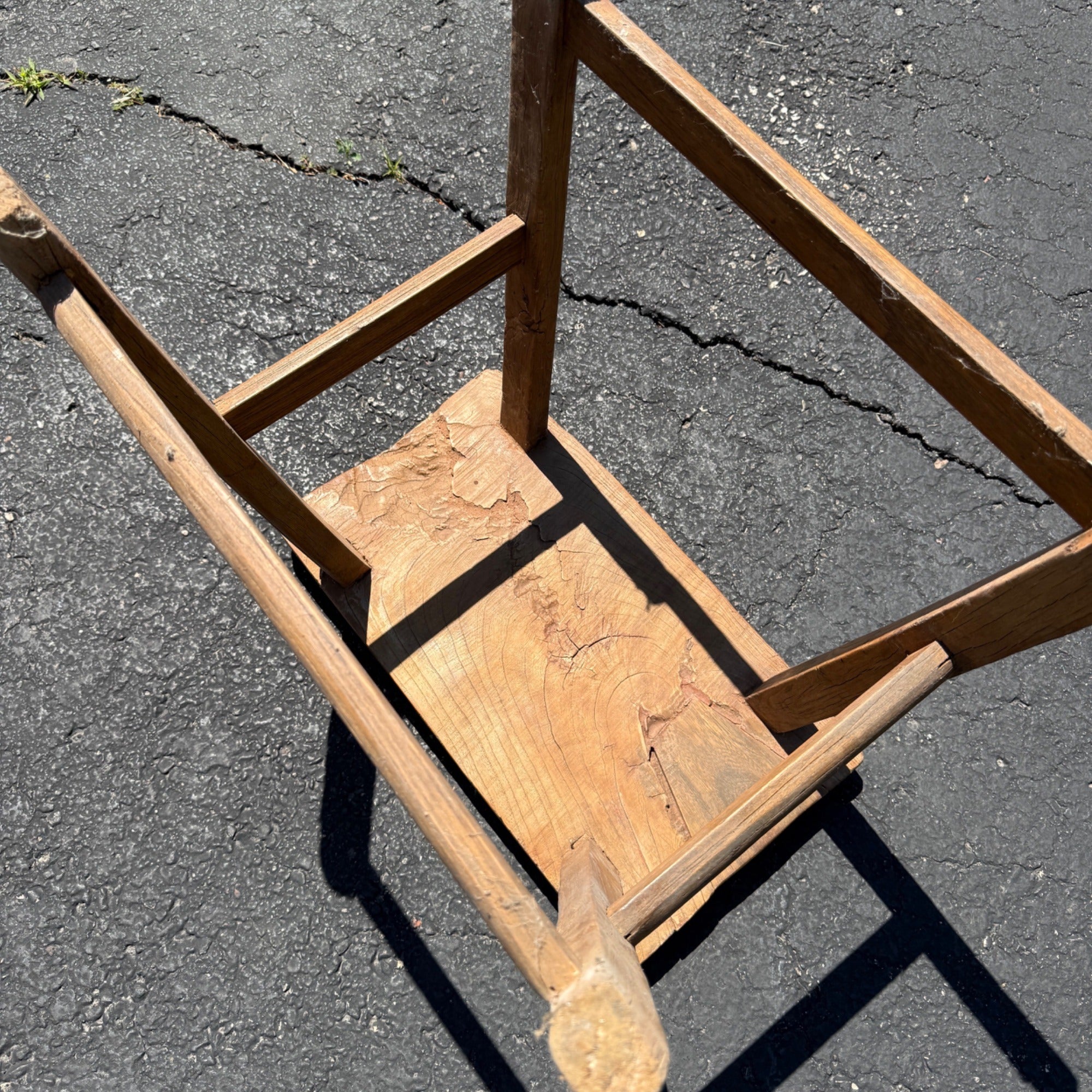 Antique Primitive Wooden Milking Stool Hand Hewn Farmhouse Rustic Folk Art