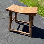 Antique Primitive Wooden Milking Stool Hand Hewn Farmhouse Rustic Folk Art