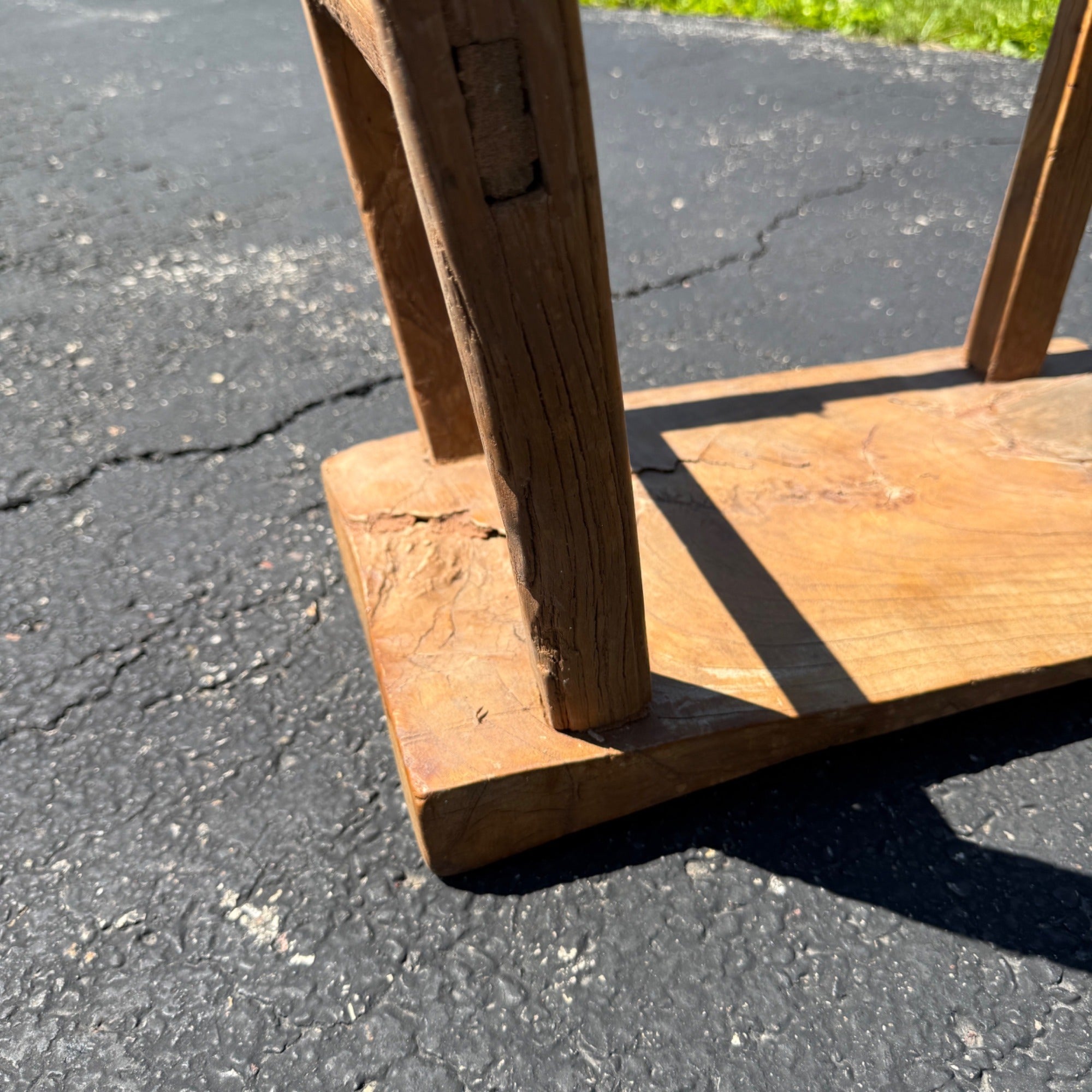 Antique Primitive Wooden Milking Stool Hand Hewn Farmhouse Rustic Folk Art
