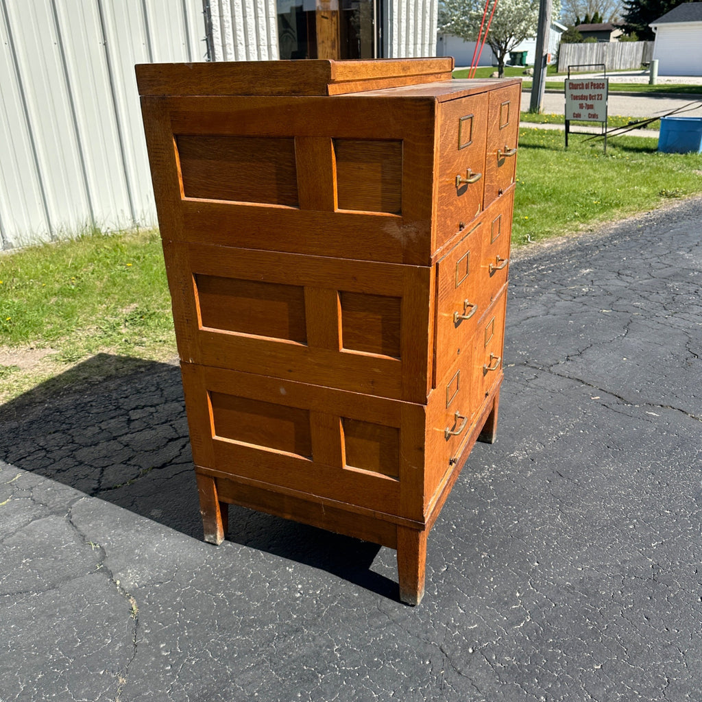 Antique Globe Quarter-Sawn Oak Filing Cabinet 1920s Industrial Wooden