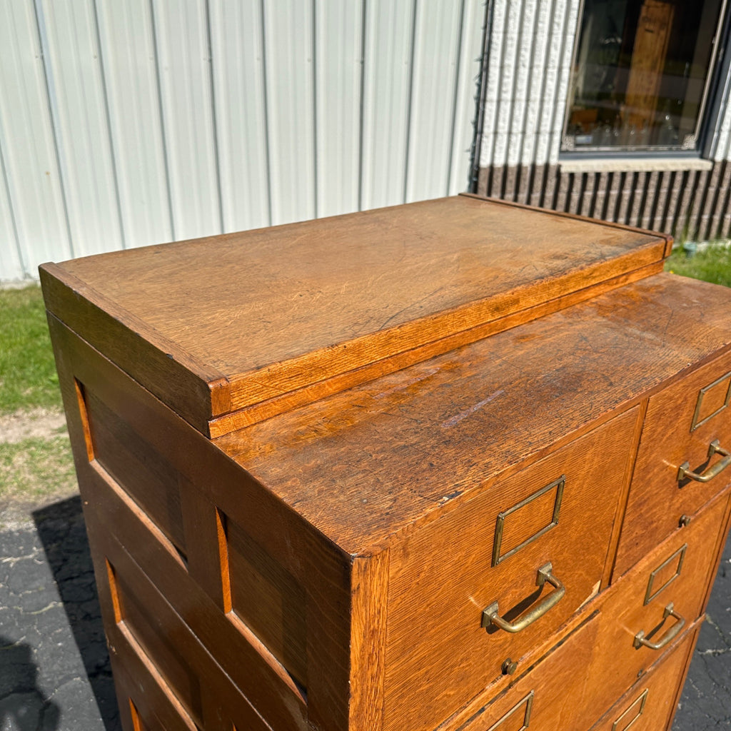 Antique Globe Quarter-Sawn Oak Filing Cabinet 1920s Industrial Wooden