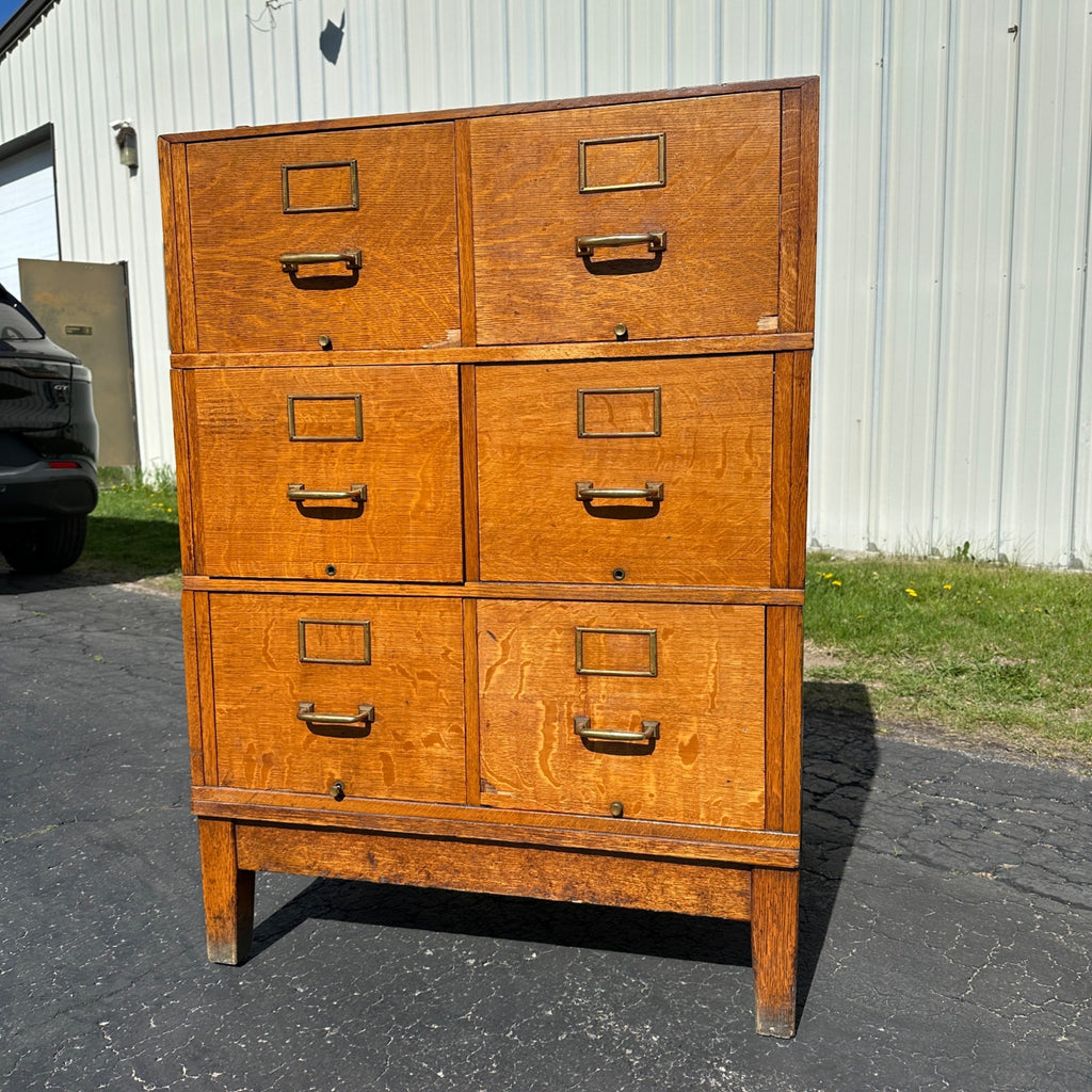 Antique Globe Quarter-Sawn Oak Filing Cabinet 1920s Industrial Wooden