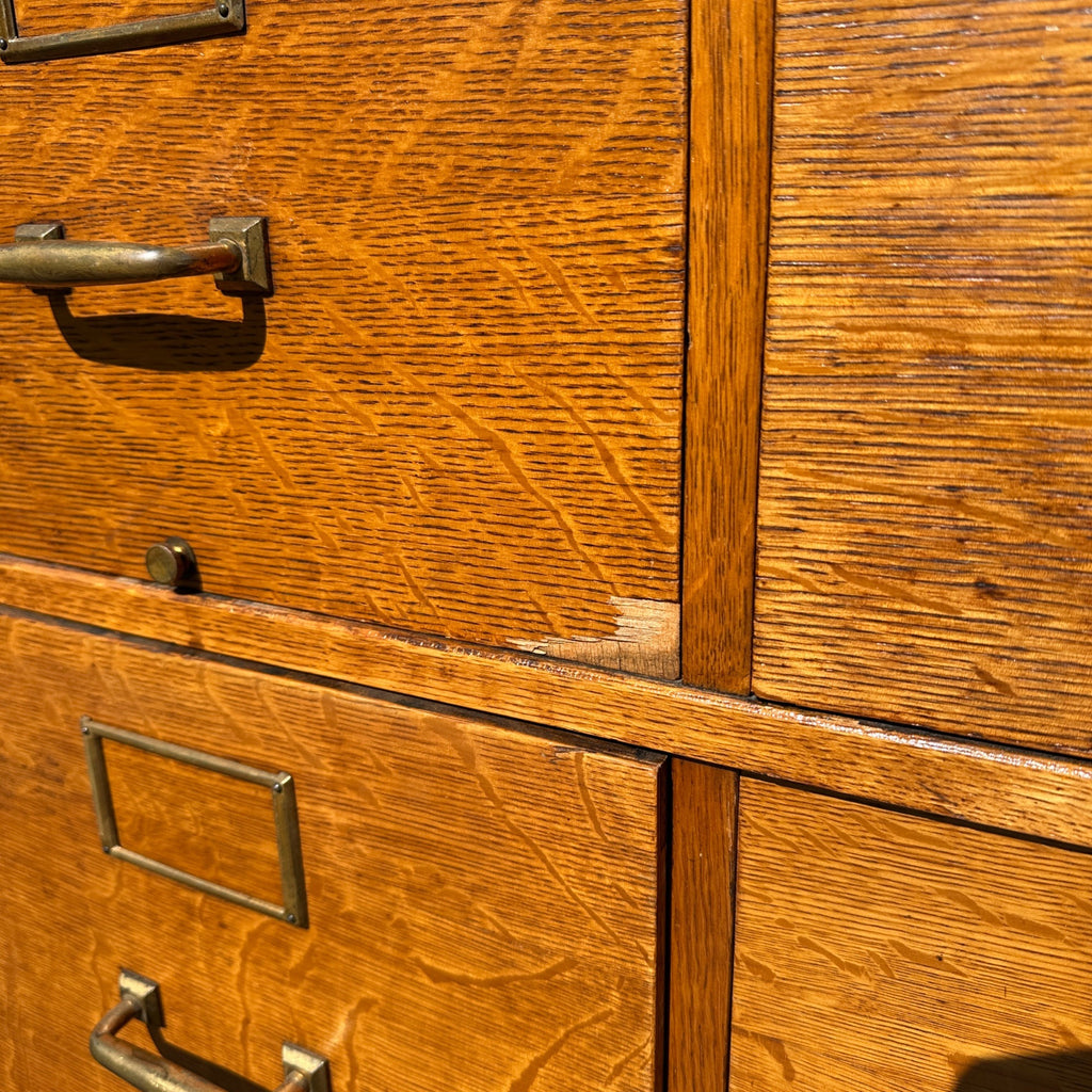 Antique Globe Quarter-Sawn Oak Filing Cabinet 1920s Industrial Wooden