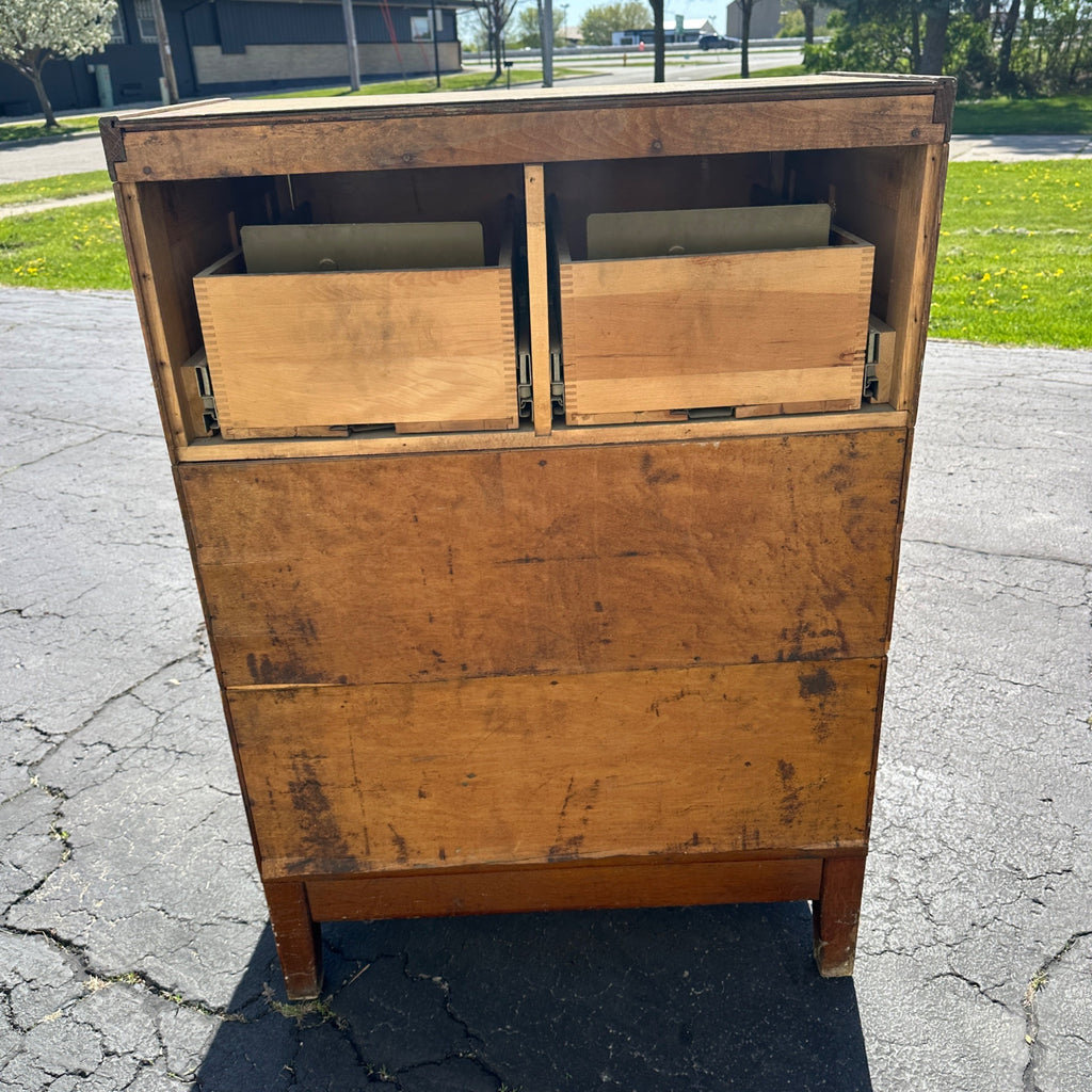 Antique Globe Quarter-Sawn Oak Filing Cabinet 1920s Industrial Wooden