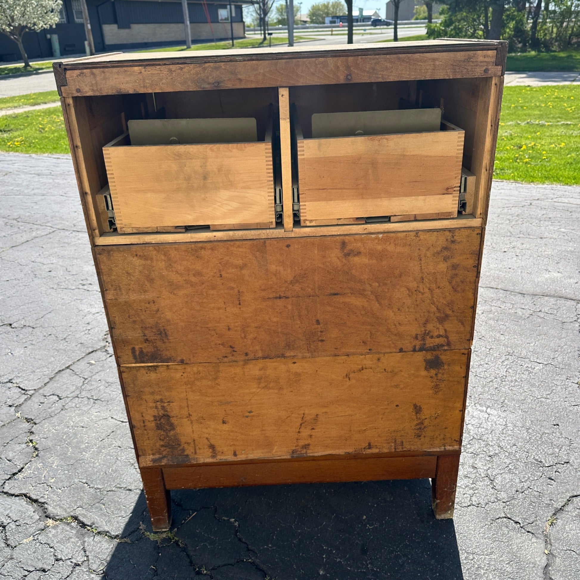 Antique Globe Quarter-Sawn Oak Filing Cabinet 1920s Industrial Wooden